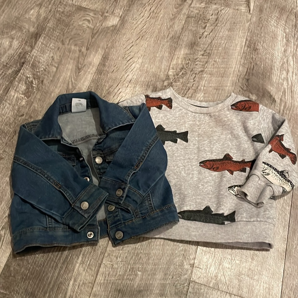12M Boys Sweatshirt and Jean Jacket Bundle